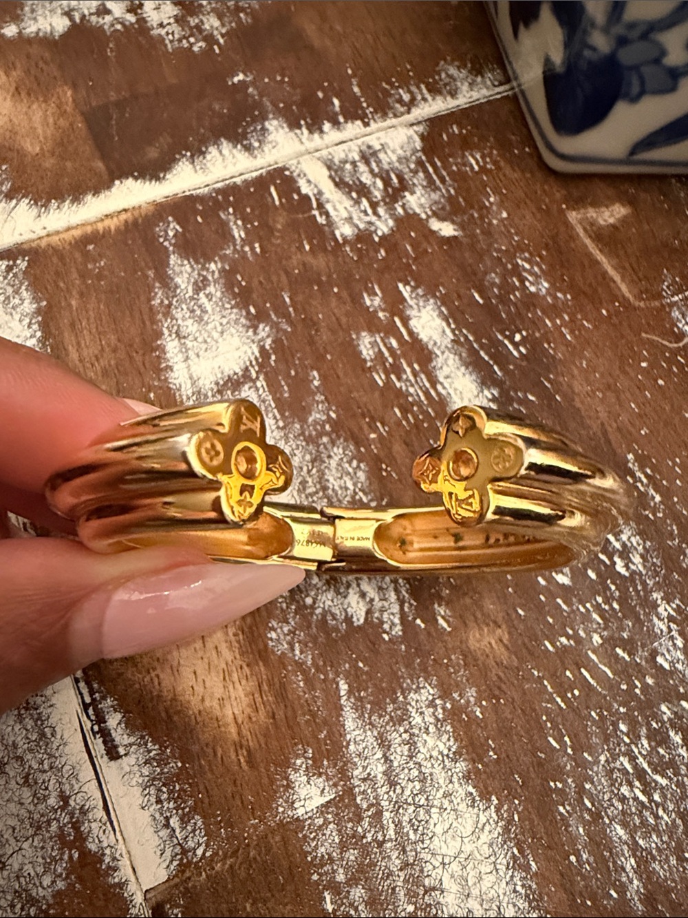 Louis Vuitton Gold Tone Fleur Monogram Bracelet